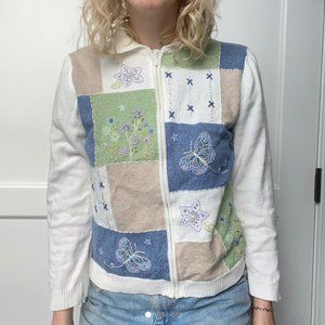 Vintage Embroidered White Cardigan